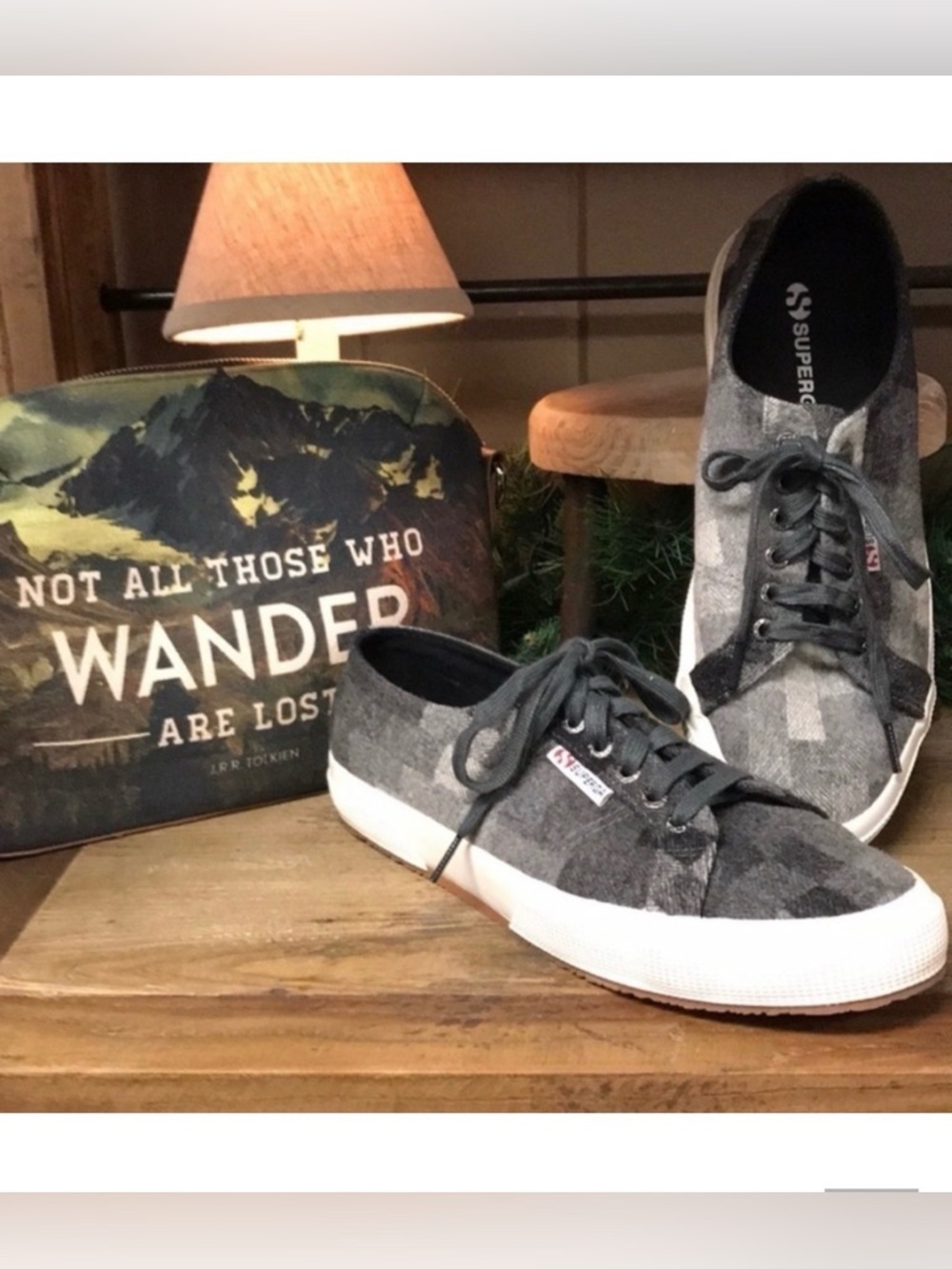 Superga Gray Plaid Flannel Tennis Shoes Sneakers